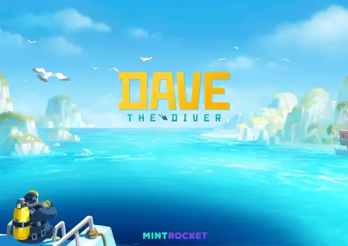 Dave taucht im offiziellen Keyart von DAVE THE DIVER durch das farbenfrohe Blue Hole