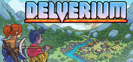 Steam-Capsule zu Delverium mit Abenteurern in der Pixelwelt