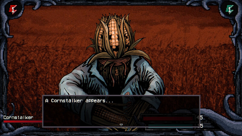 Cornstalker-Gegner im rundenbasierten Kampf von Welcome to Elderfield