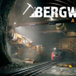 Schwere Bergbaumaschinen und eine Grubenbahn im offiziellen Keyart zu BERGWERK – A Mining Sim