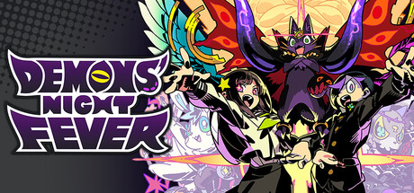 Steam-Capsule zu DEMONS’ NIGHT FEVER mit Dämonenfiguren und Spieltitel