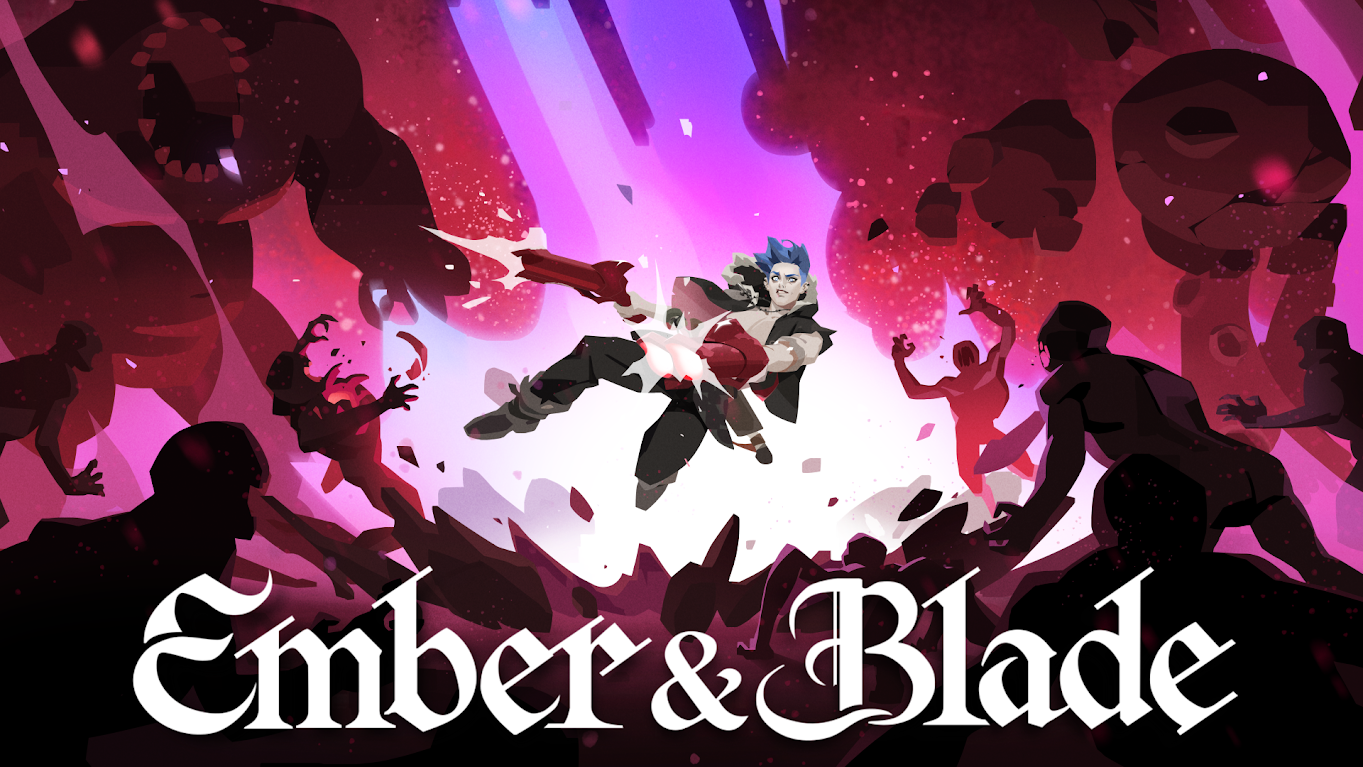 Fenrix kämpft im Keyart von Ember and Blade gegen eine Horde dämonischer Kreaturen
