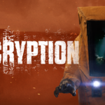 Eine Person in Schutzkleidung vor der brennenden Kulisse von Matera im Keyart zu Encryption