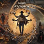 Gunslinger im apokalyptischen Wilden Westen auf dem Keyart von Guns of Eschaton
