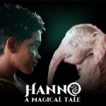 Vimal und der Baby-Elefant Hanno stehen sich im Keyart zu Hanno: A Magical Tale gegenüber