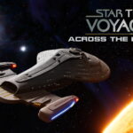 Die U.S.S. Voyager fliegt in Star Trek: Voyager - Across the Unknown durch ein Sternensystem