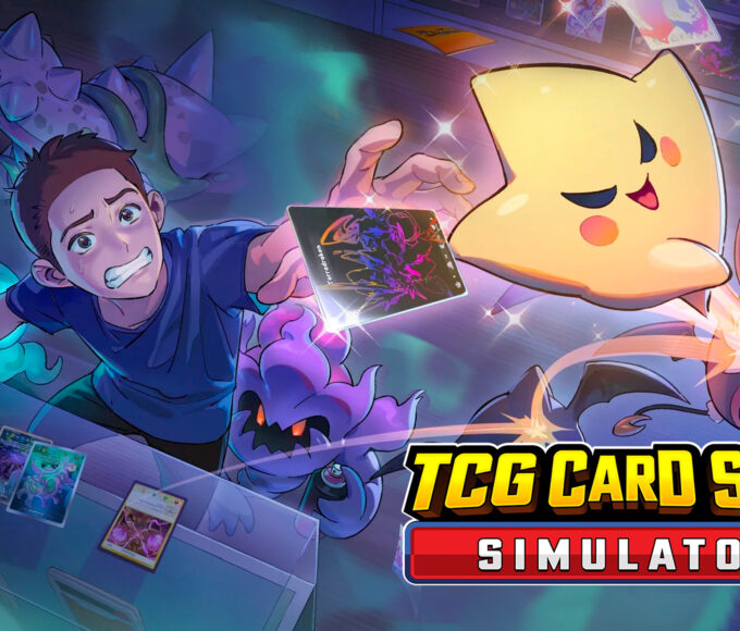 Halloween-Keyart zu TCG Card Shop Simulator mit Geisterkarten und Spielbranding