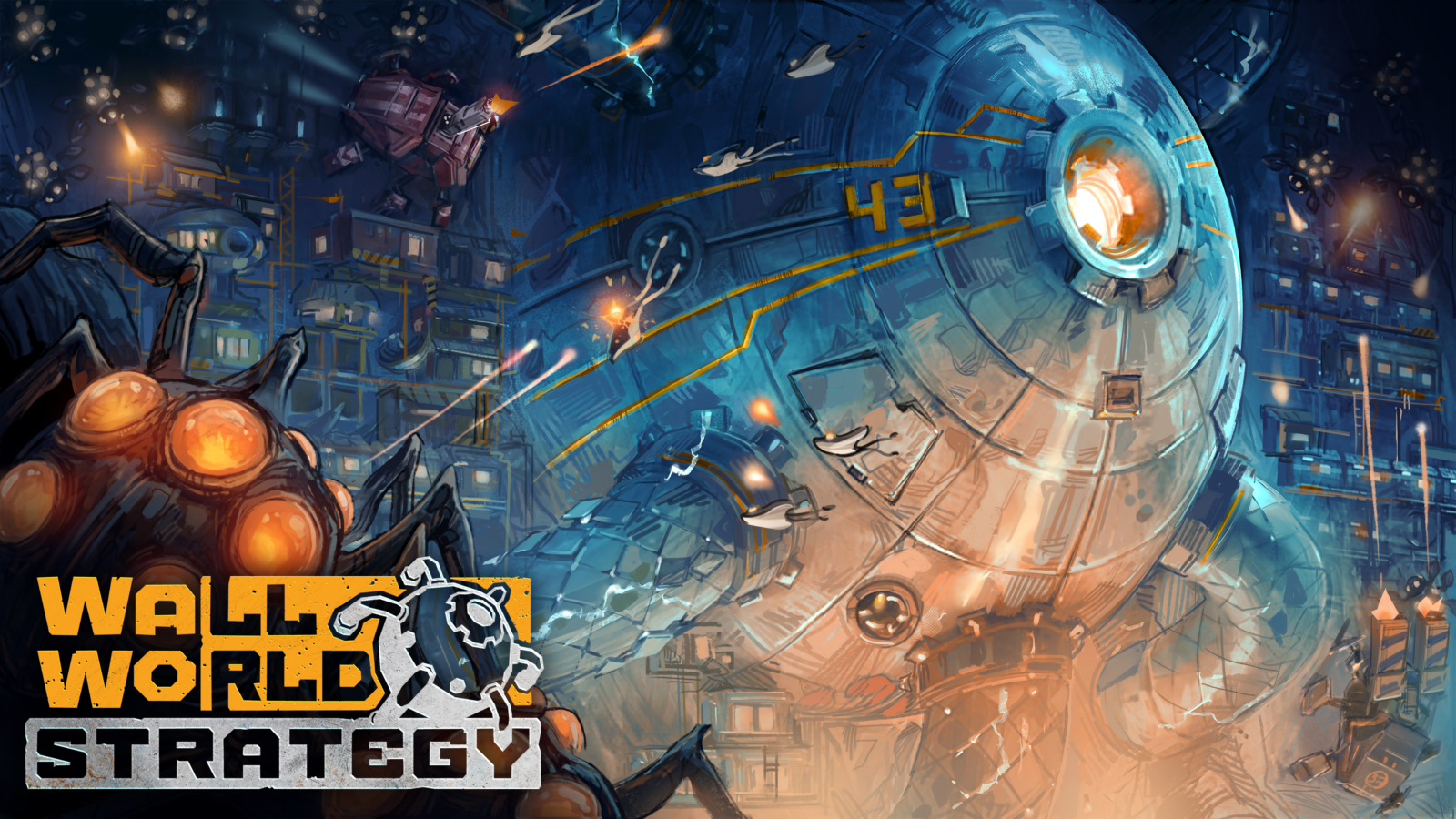 Kolonie an der vertikalen Mauer im offiziellen Keyart zu Wall World Strategy